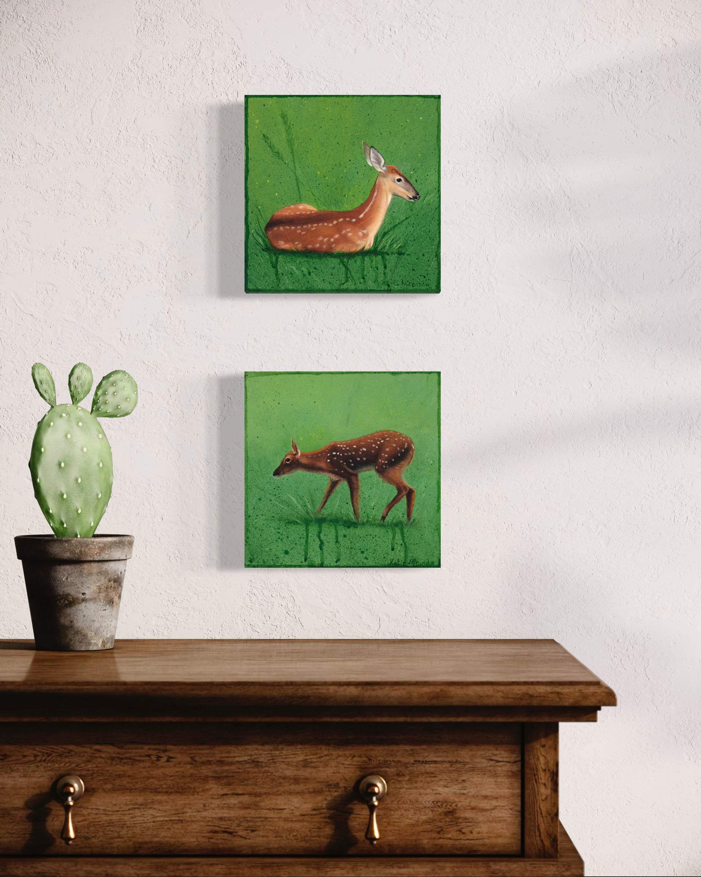 Fawn 1 acrylic painting 8 x 8 inches