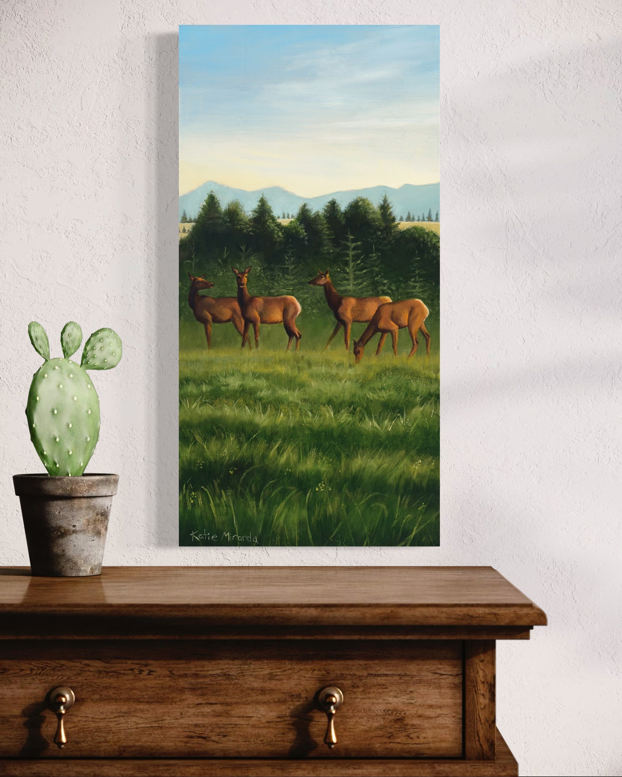 Elk Passing Through 12" x 24" stretched canvas print