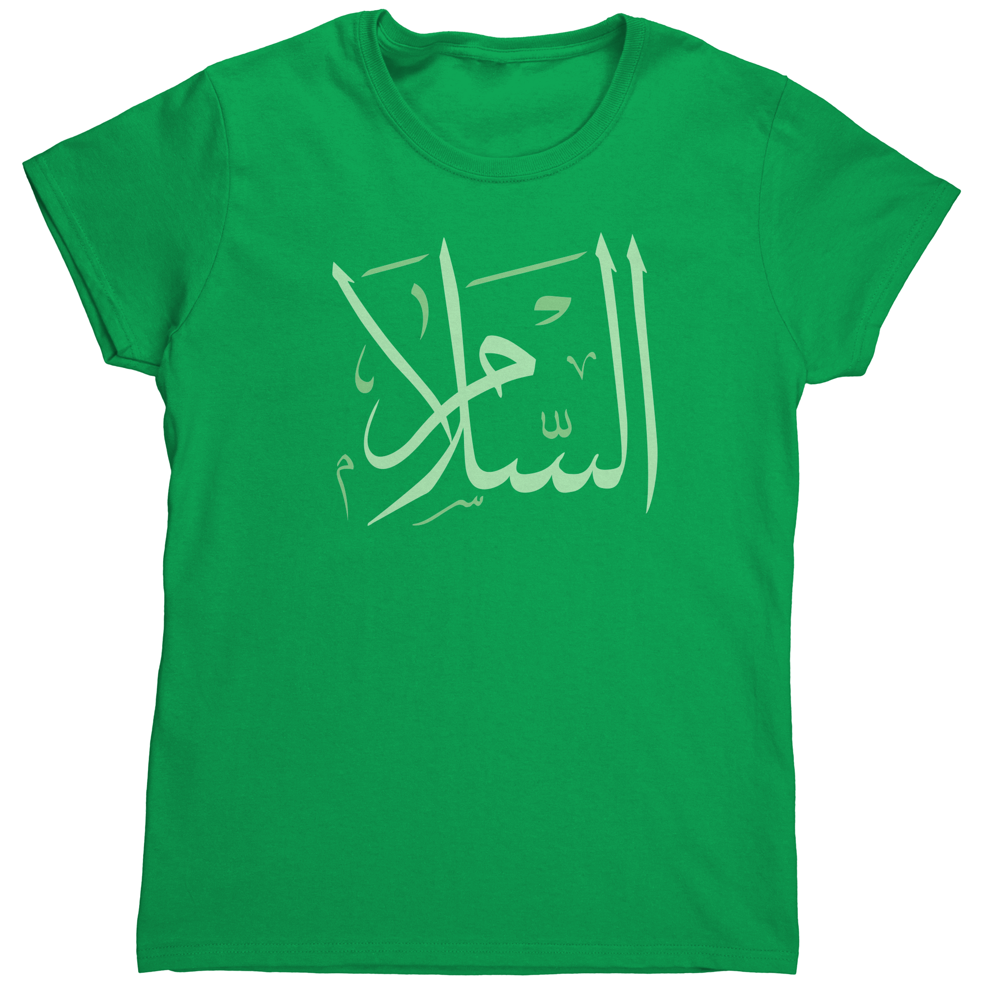 Peace_Womens_T-shirt_Irish_Green_Mockup.png