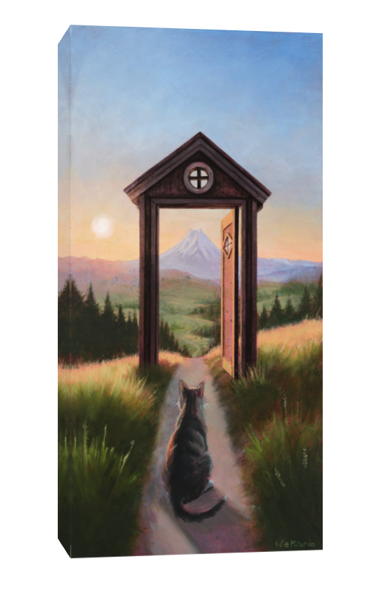Oregon Portal with Cat Stretched Canvas Print