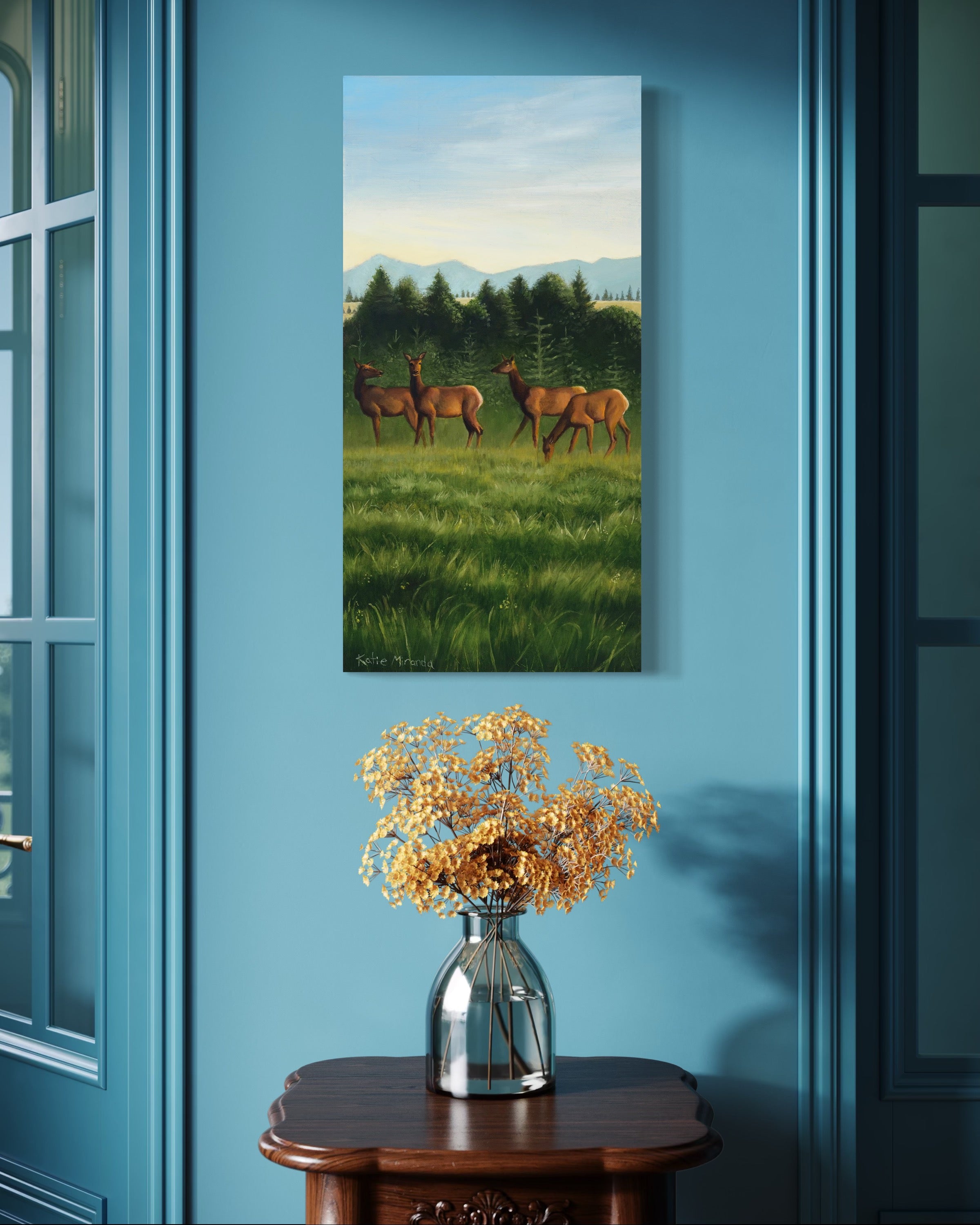 Elk Passing Through 12" x 24" painting