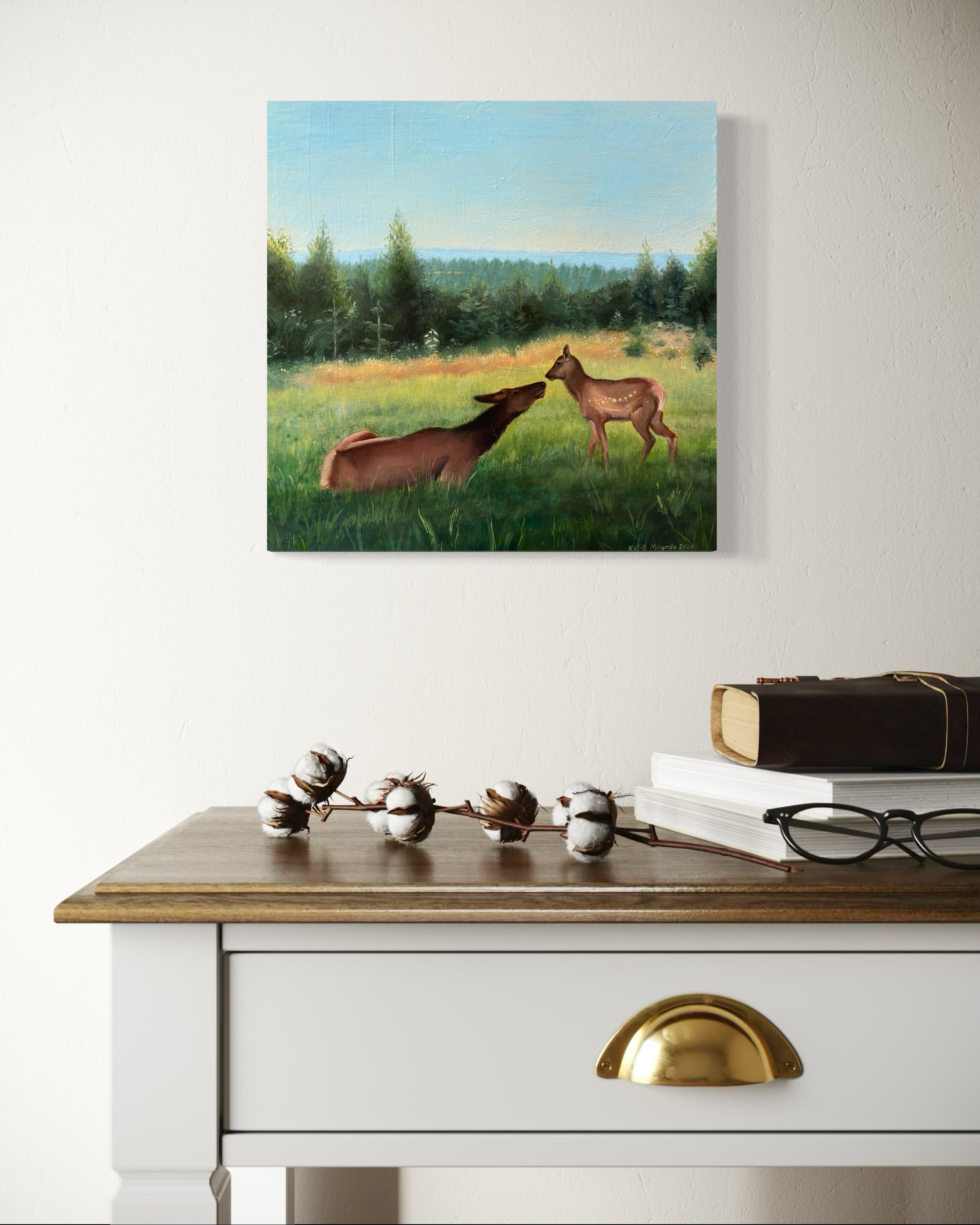 Mommy and Me 11" x 11" oil painting