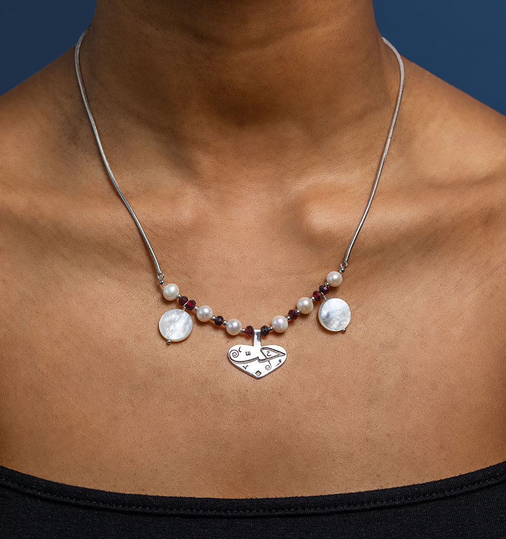 Love Arabic Calligraphy Necklace worn