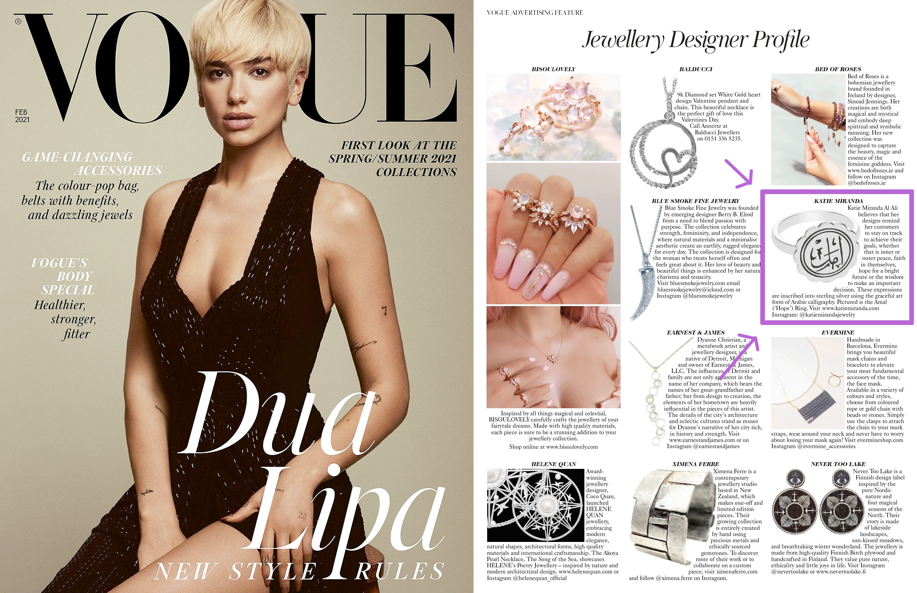Amal (hope) Arabic calligraphy ring vogue ad