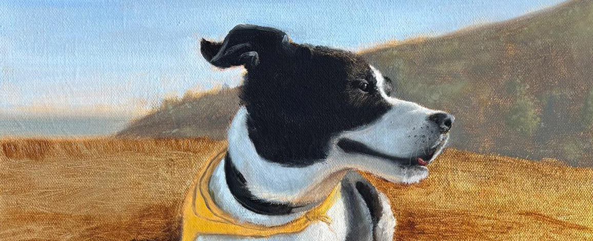 custom dog portrait in oil on gold leaf