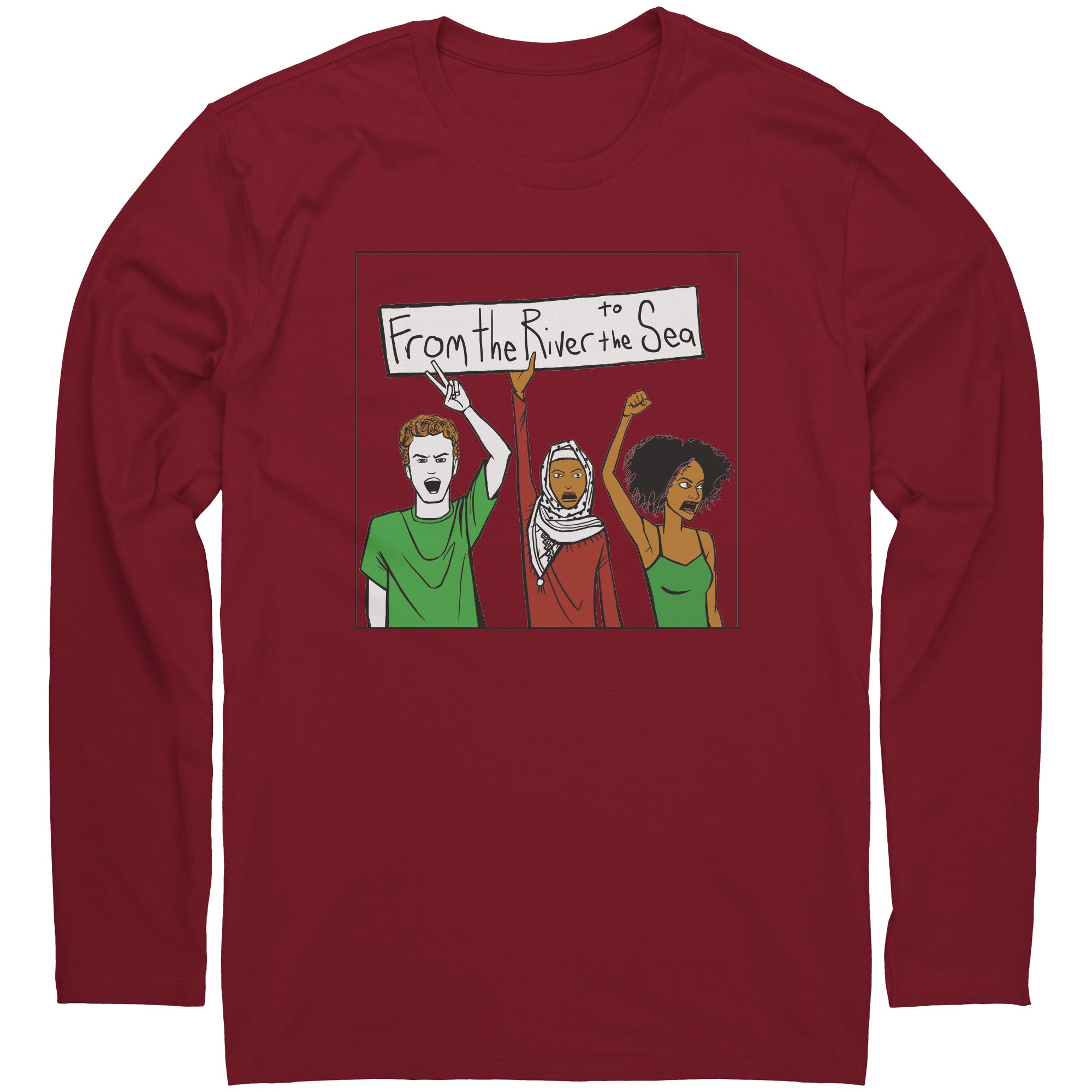 From the River to the Sea Long Sleeve Front and Back T-shirt