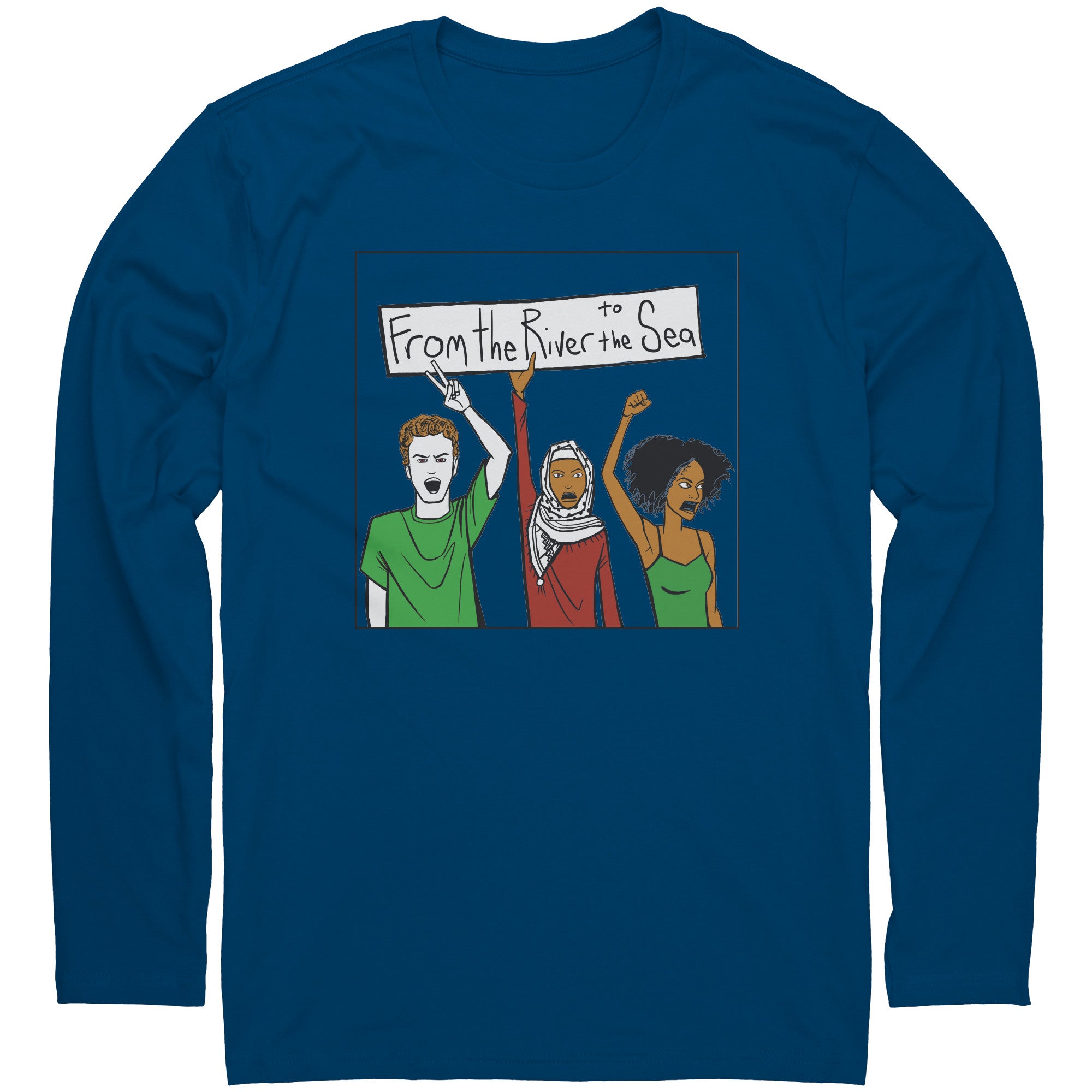 From the River to the Sea Long Sleeve Front and Back T-shirt