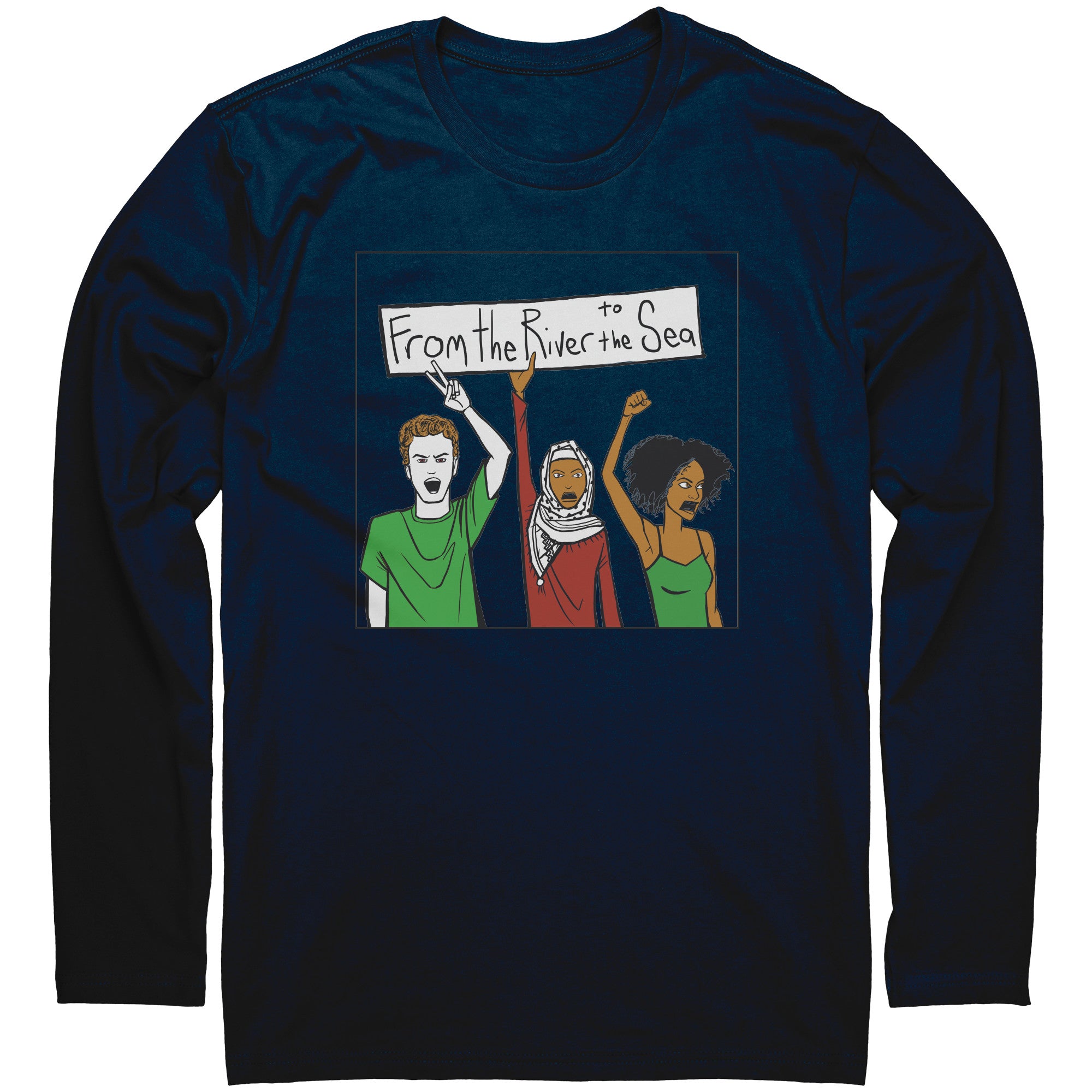 From the River to the Sea Long Sleeve Front and Back T-shirt