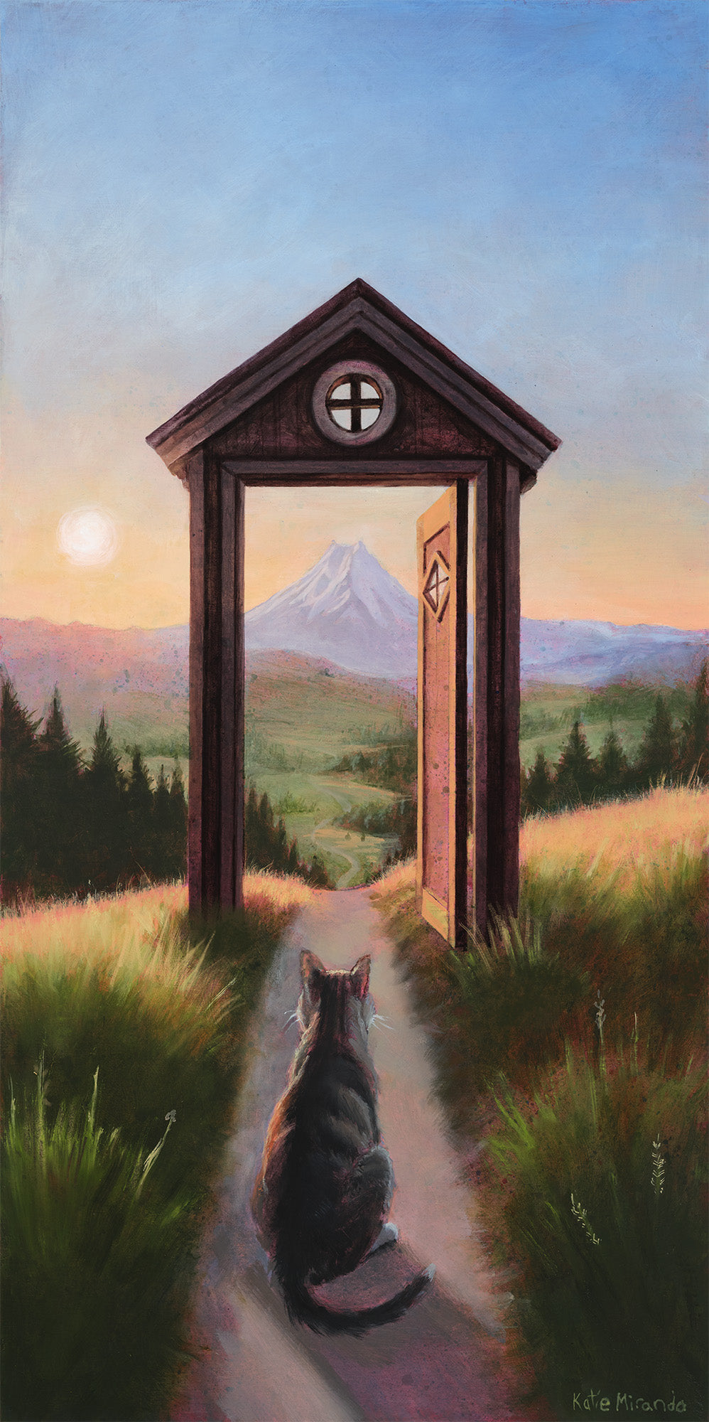 Oregon Portal with Cat Stretched Canvas Print