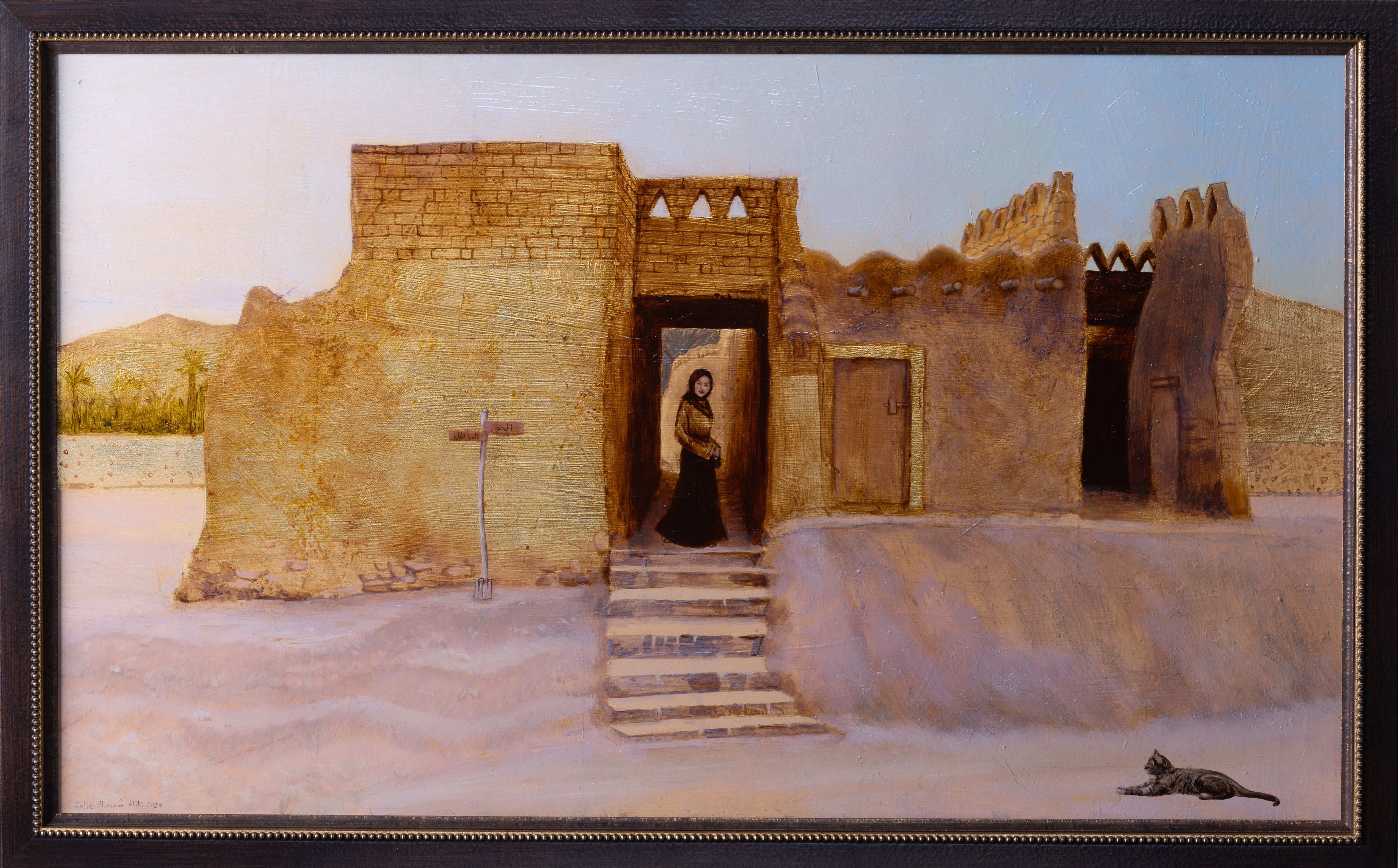 The Choice Between the Path of Truth and the Path of Falsehood oil painting on gold leaf