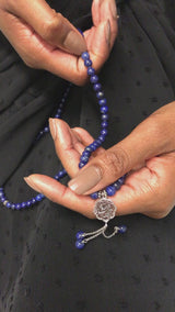 Faith Arabic calligraphy prayer beads: lapis lazuli tasbih
