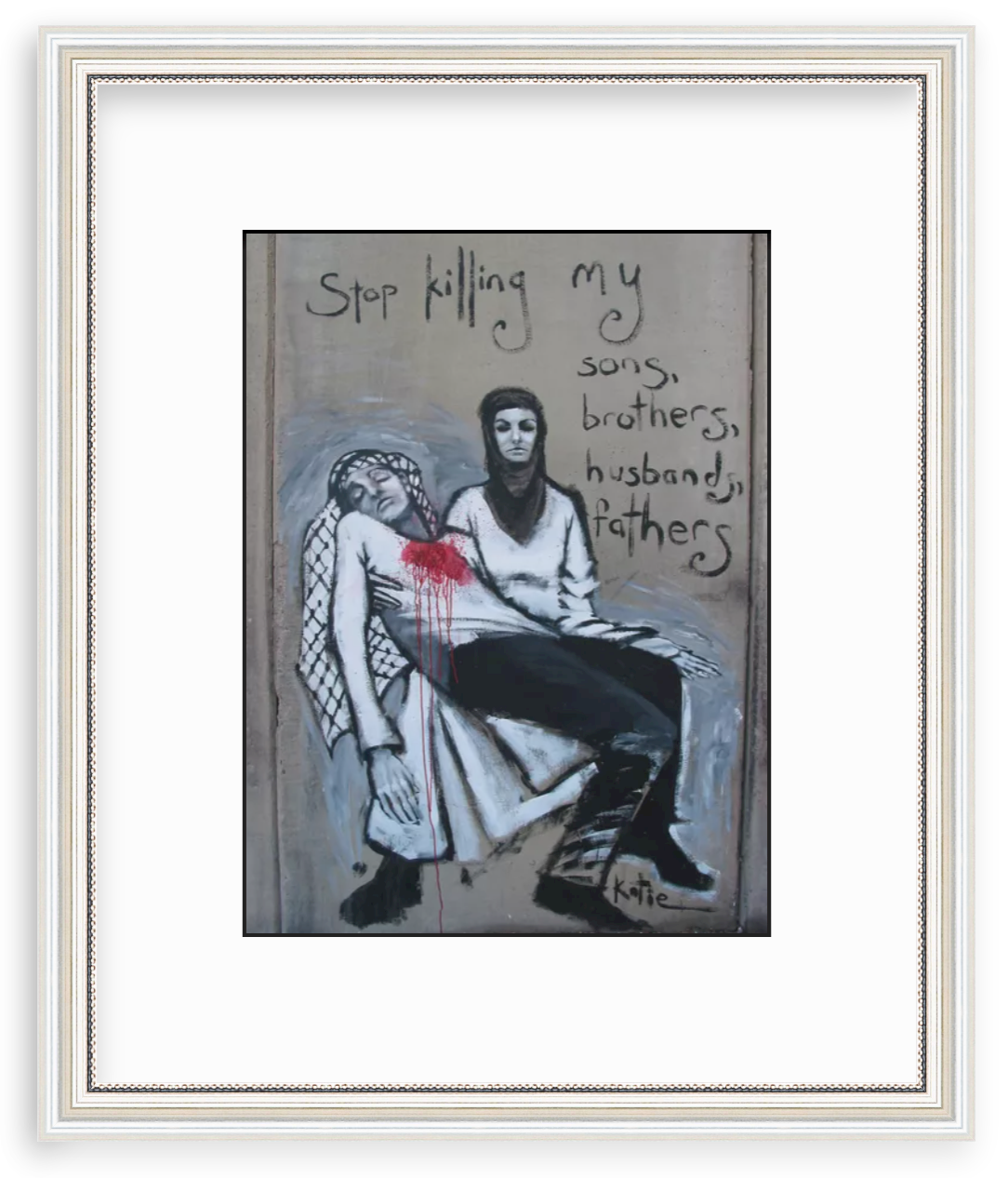 Palestinian Apartheid Wall Pietà Framed and Matted Print