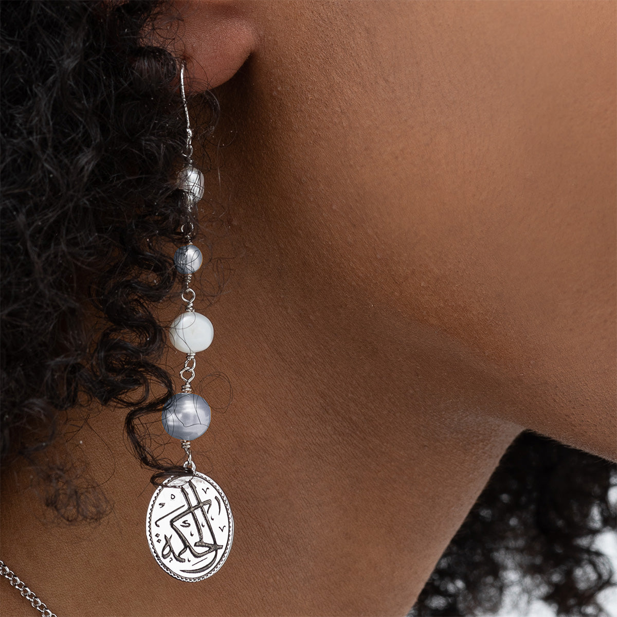 Pearls of Wisdom Arabic Earrings - Winter worn