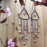 Pearl Waterfall Triangle Earrings: Autumn Tones
