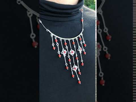 Silver Carnelian Waterfall Necklace video