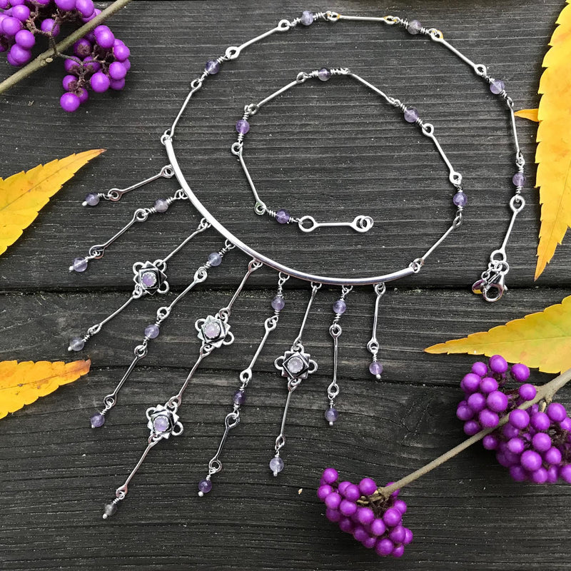 Silver Amethyst Waterfall Necklace