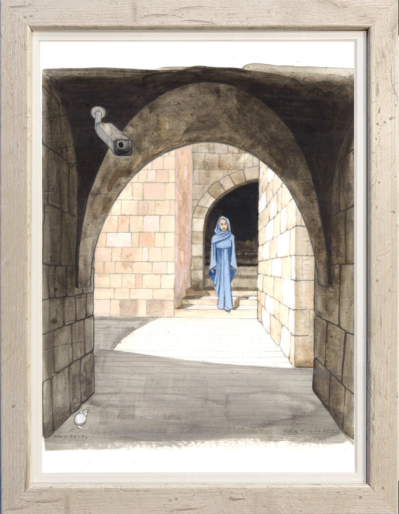 Hebron Old City original illustration framed and matted