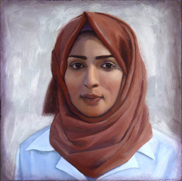 Razan al Najjar 12 x 12 oil painting on wood panel