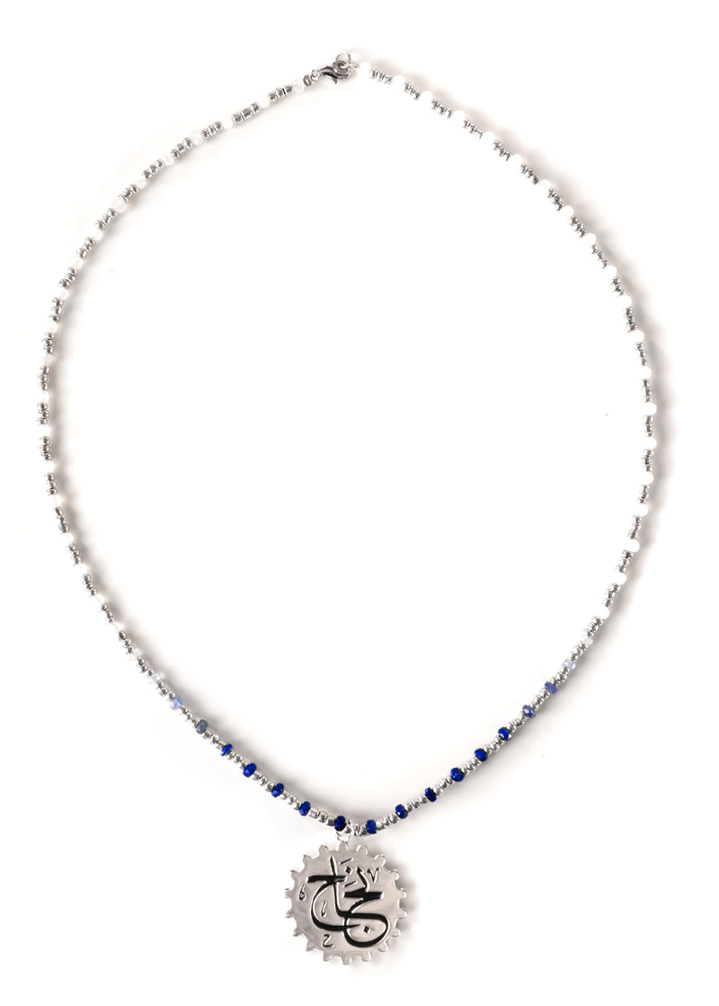 Success Arabic necklace with ombré sapphires and moonstones