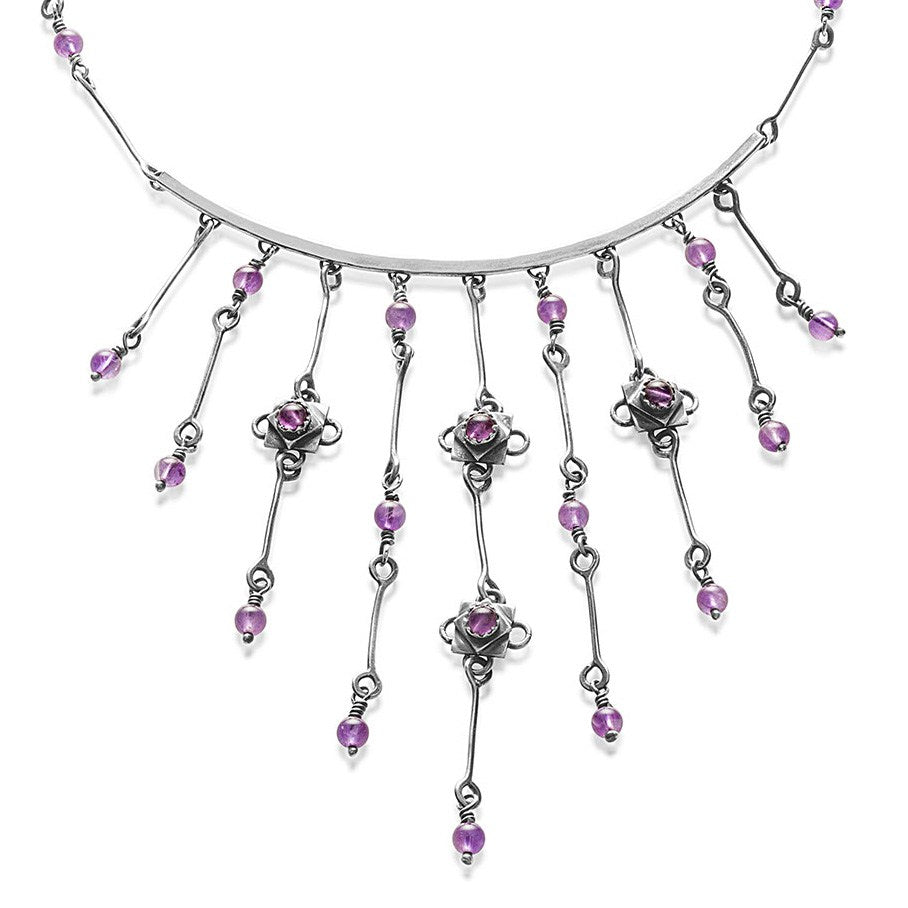 Silver Amethyst Waterfall Necklace