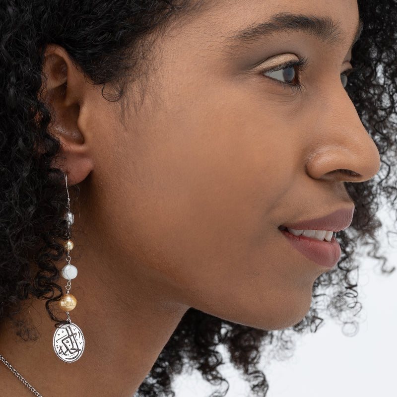 Pearls of Wisdom Arabic Earrings - Spring worn